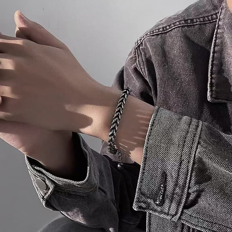 メンズアクセサリー 麦の穂編み込みブレスレット