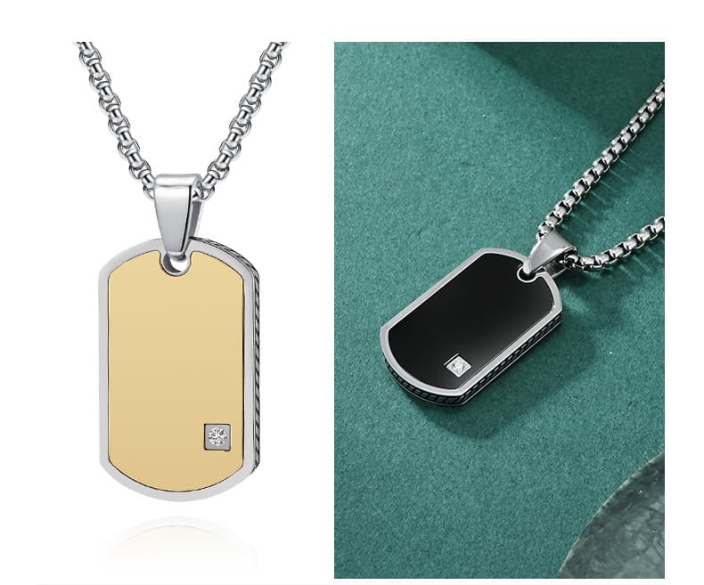 メンズアクセサリー 洗練プレートタグネックレス
