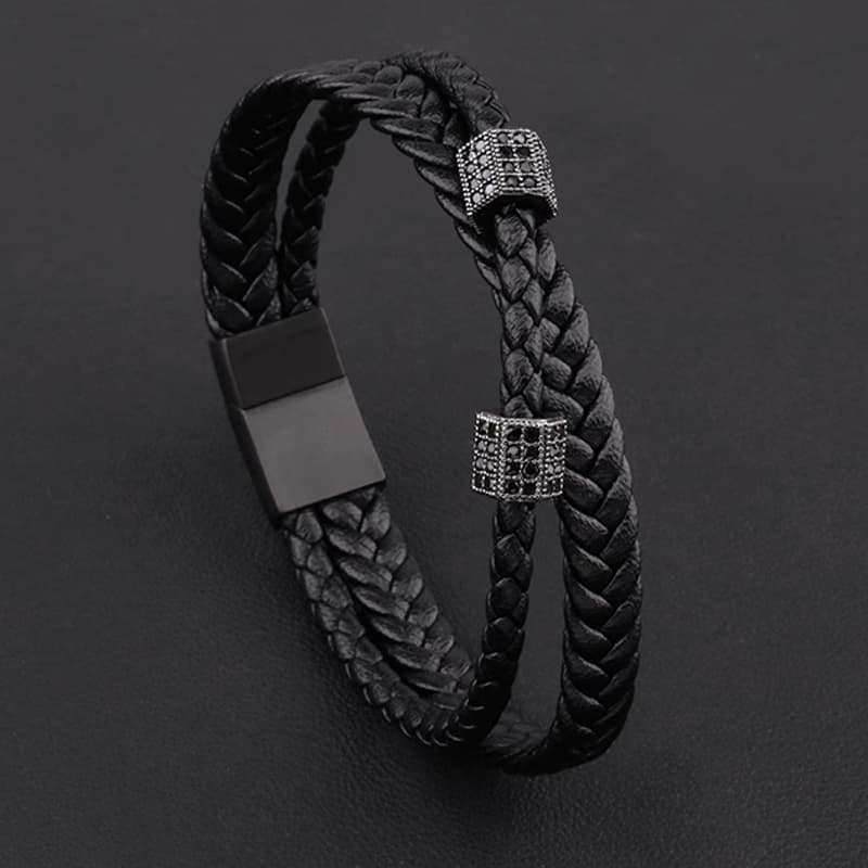 メンズアクセサリー ブレスレット 二重編み込みシンプルブレスレット