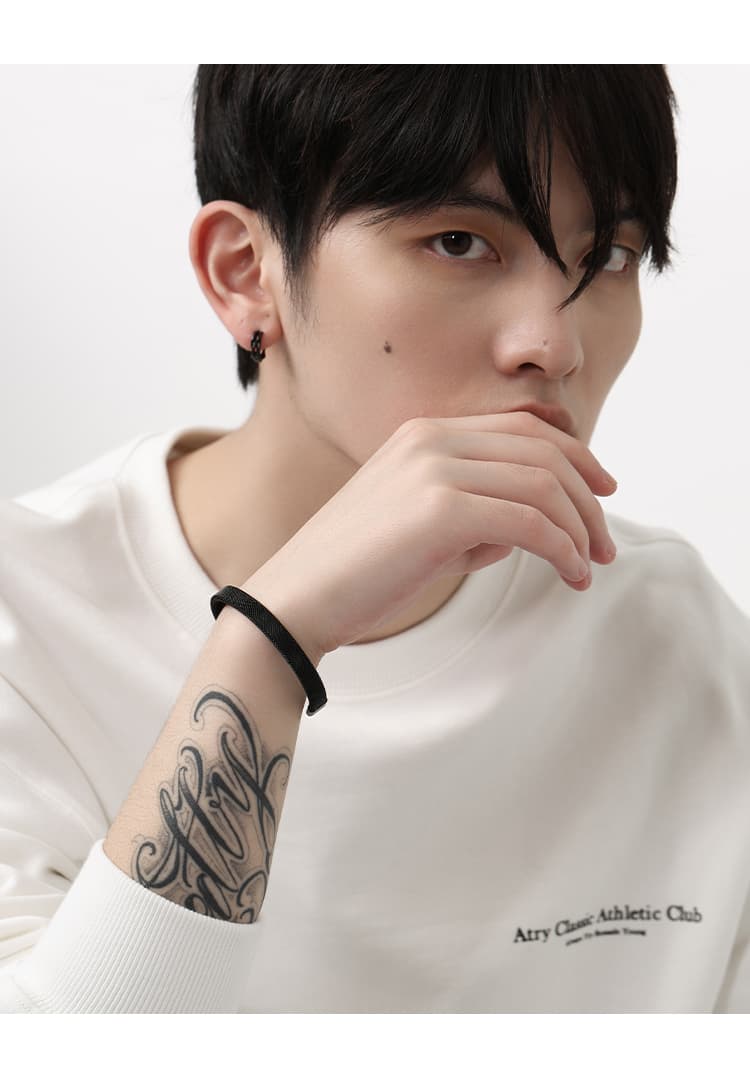 メンズアクセサリー バングル メッシュ編み込み洗練バングル