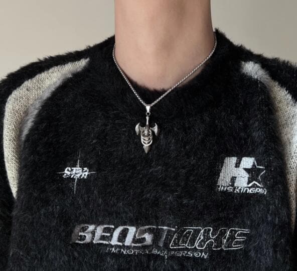 メンズアクセサリー 男性用悪魔羽根モチーフネックレス