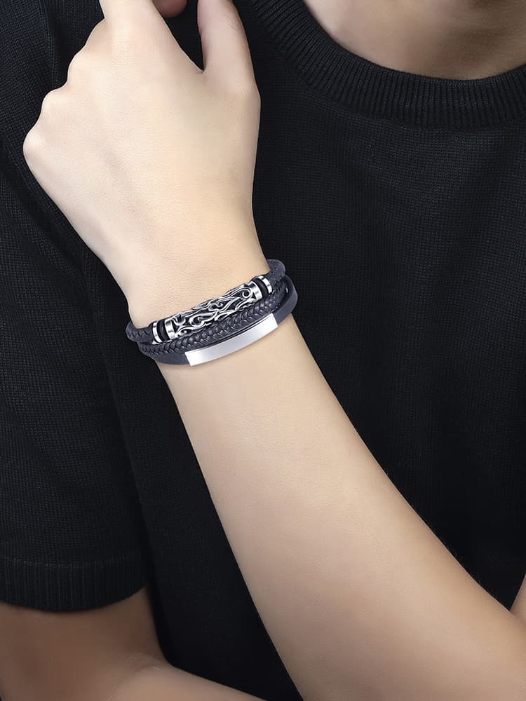 メンズアクセサリー ブレスレット 煌めき編込みブレスレット