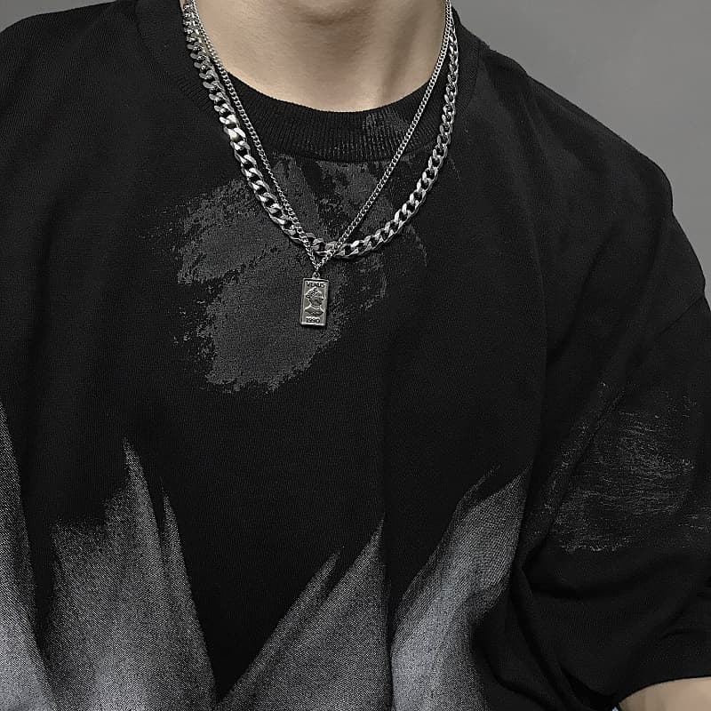 メンズアクセサリー 二連プレート護符ネックレス