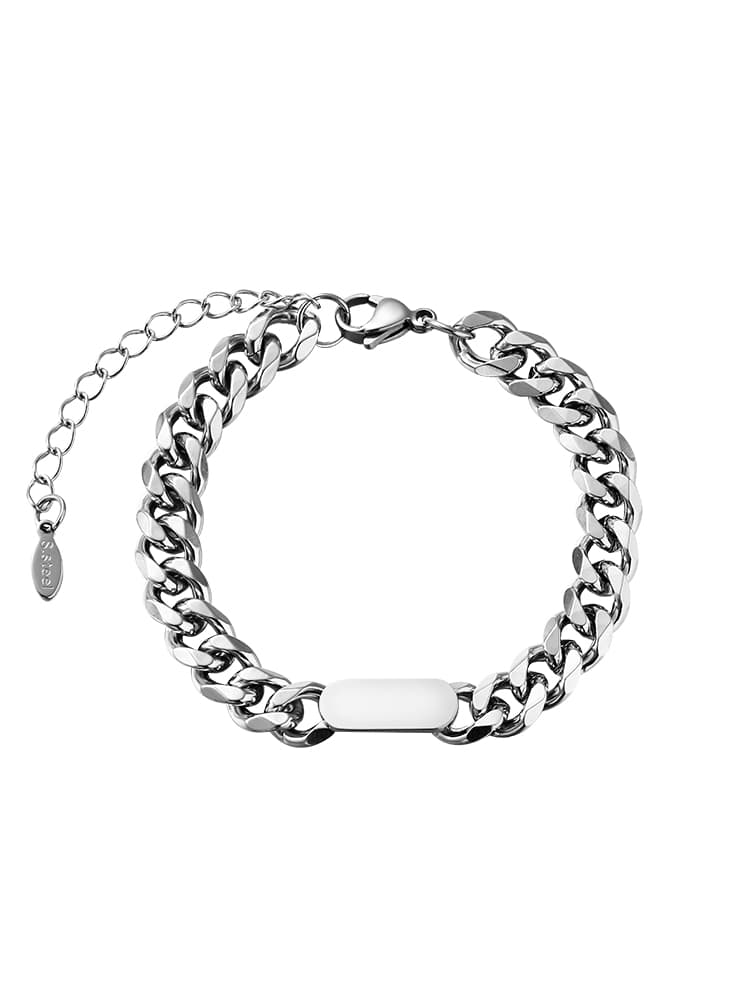 メンズアクセサリー 鎖模様の洗練プレートブレスレット