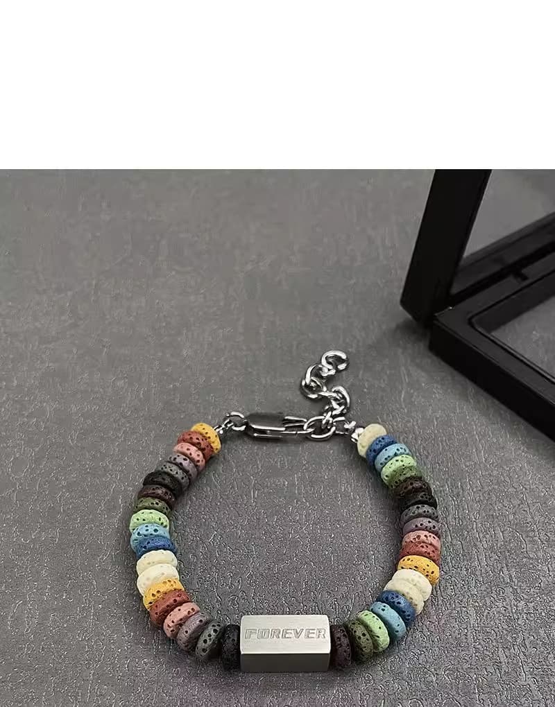 メンズアクセサリー 彩陶風メッセージプレートブレスレット