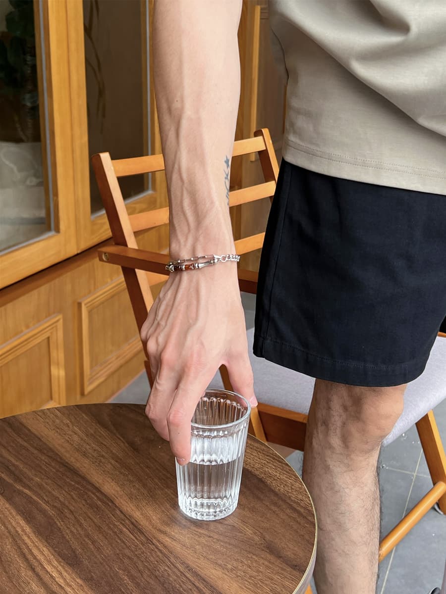 メンズアクセサリー ブレスレット 洗練された筒状チェーンブレスレット