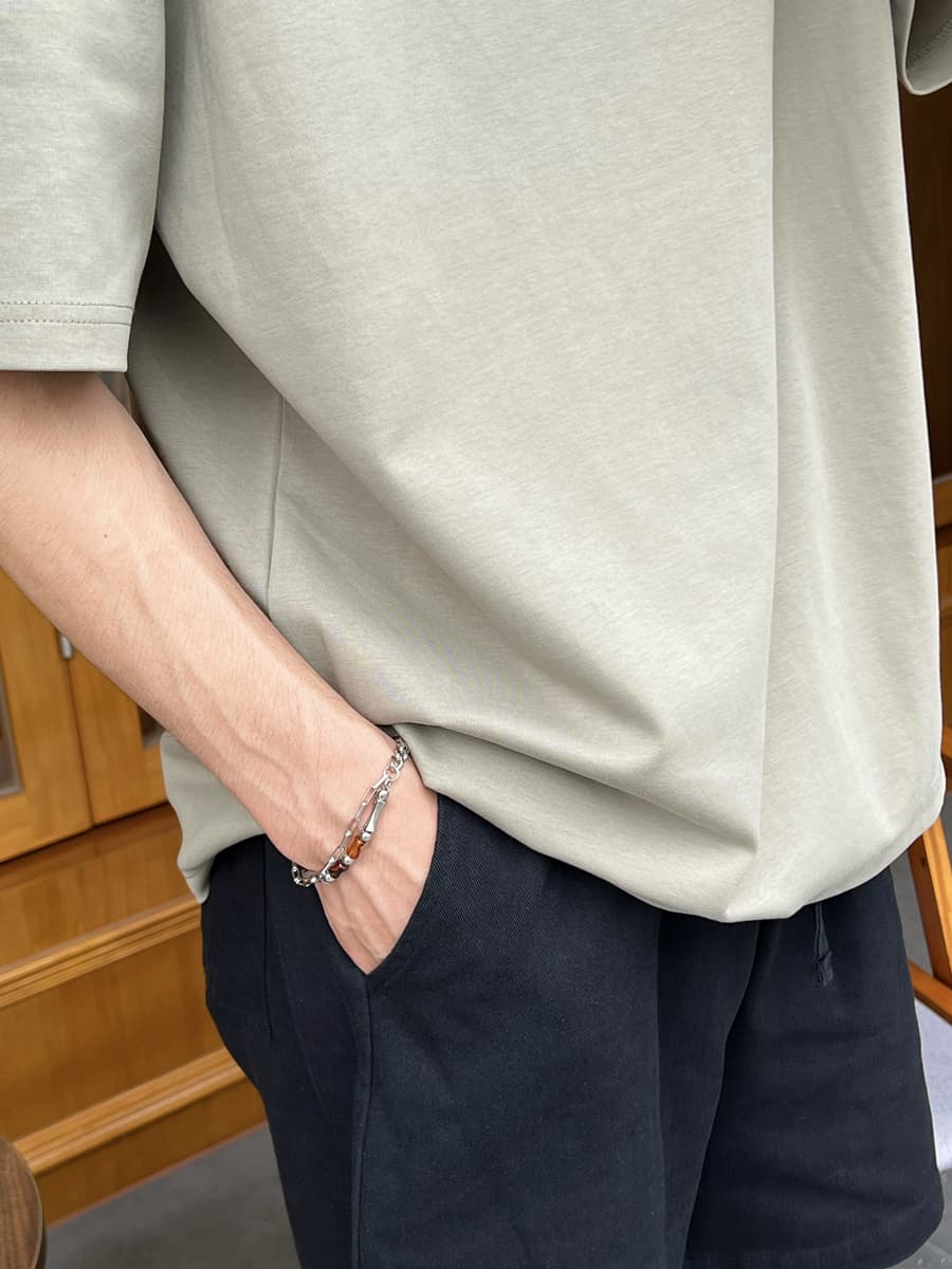 メンズアクセサリー ブレスレット 洗練された筒状チェーンブレスレット