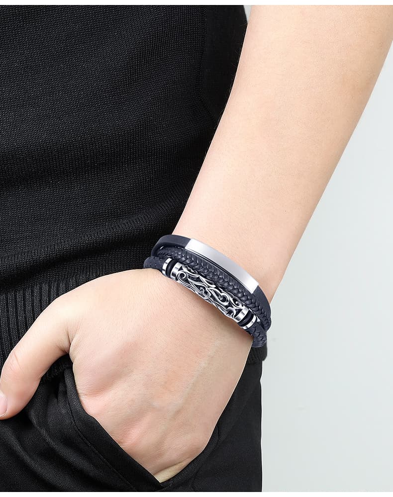 メンズアクセサリー ブレスレット 煌めき編込みブレスレット