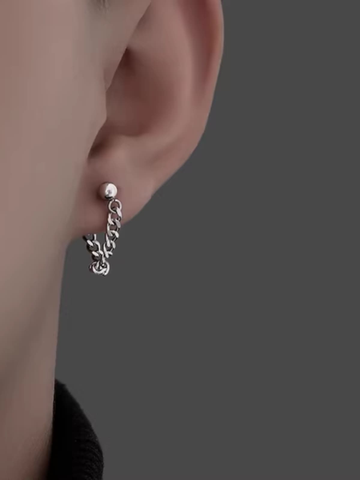 メンズアクセサリー ピアス 鎖縄揺れるミニマルピアス