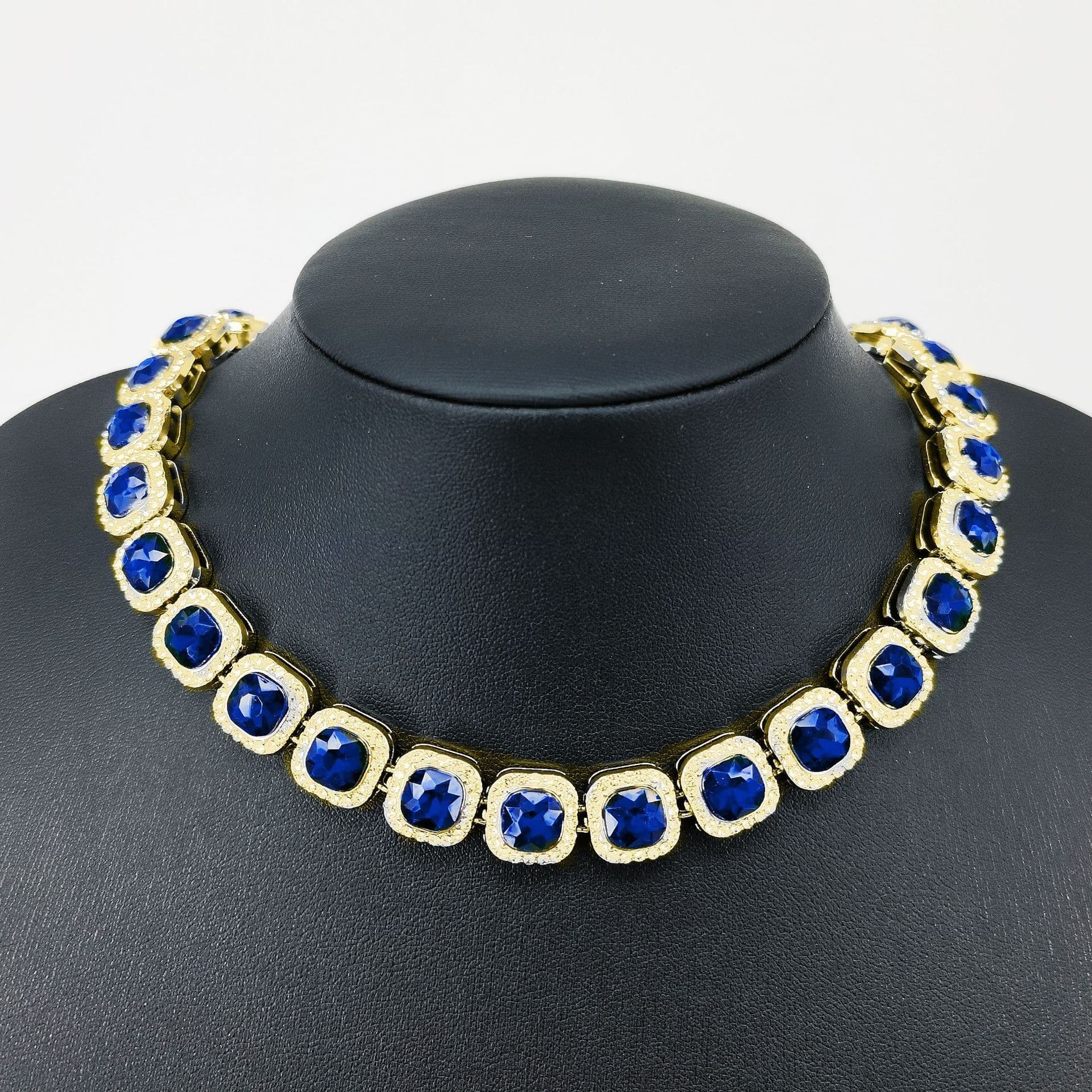 メンズアクセサリー ネックレス 煌めく正方形石連チェーン首飾り