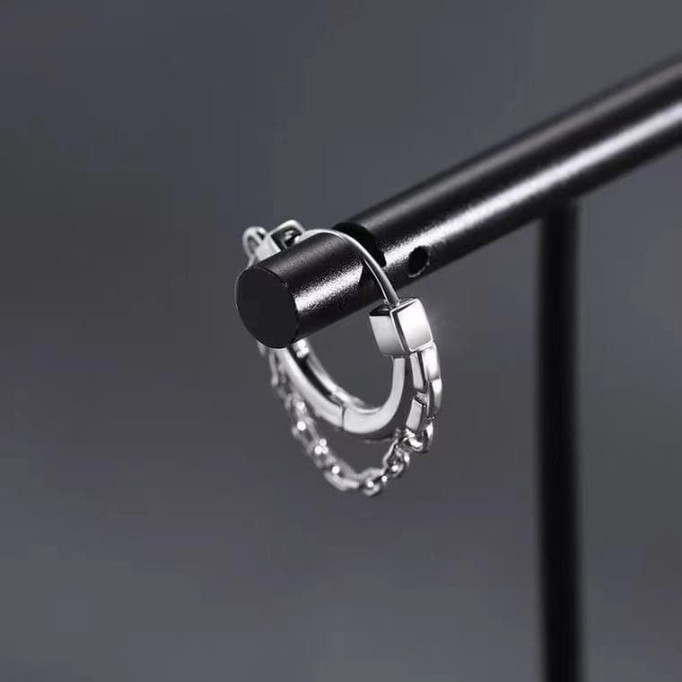 メンズアクセサリー ピアス 細鎖連結フープピアス