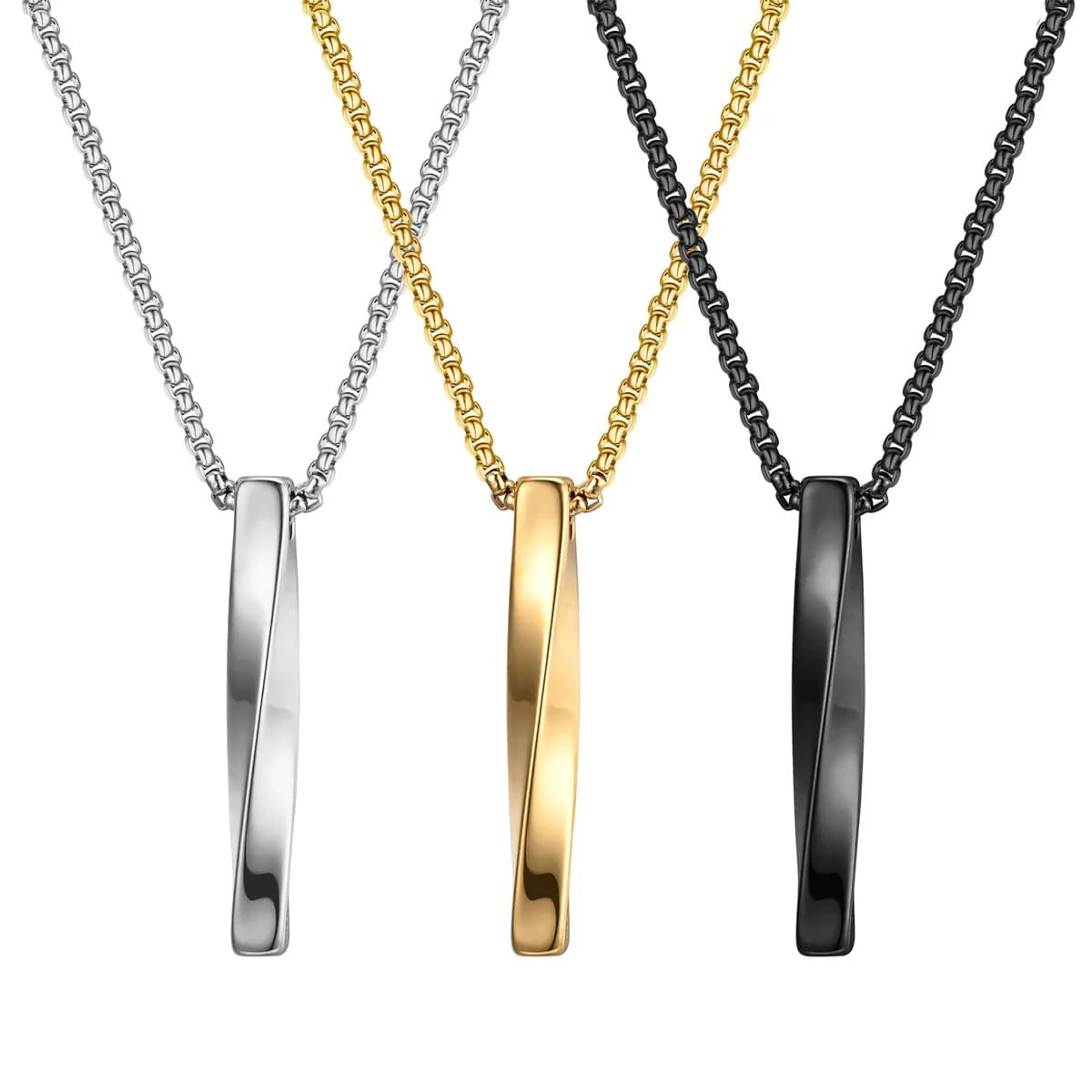 メンズアクセサリー 捻りバーペンダント ネックレス