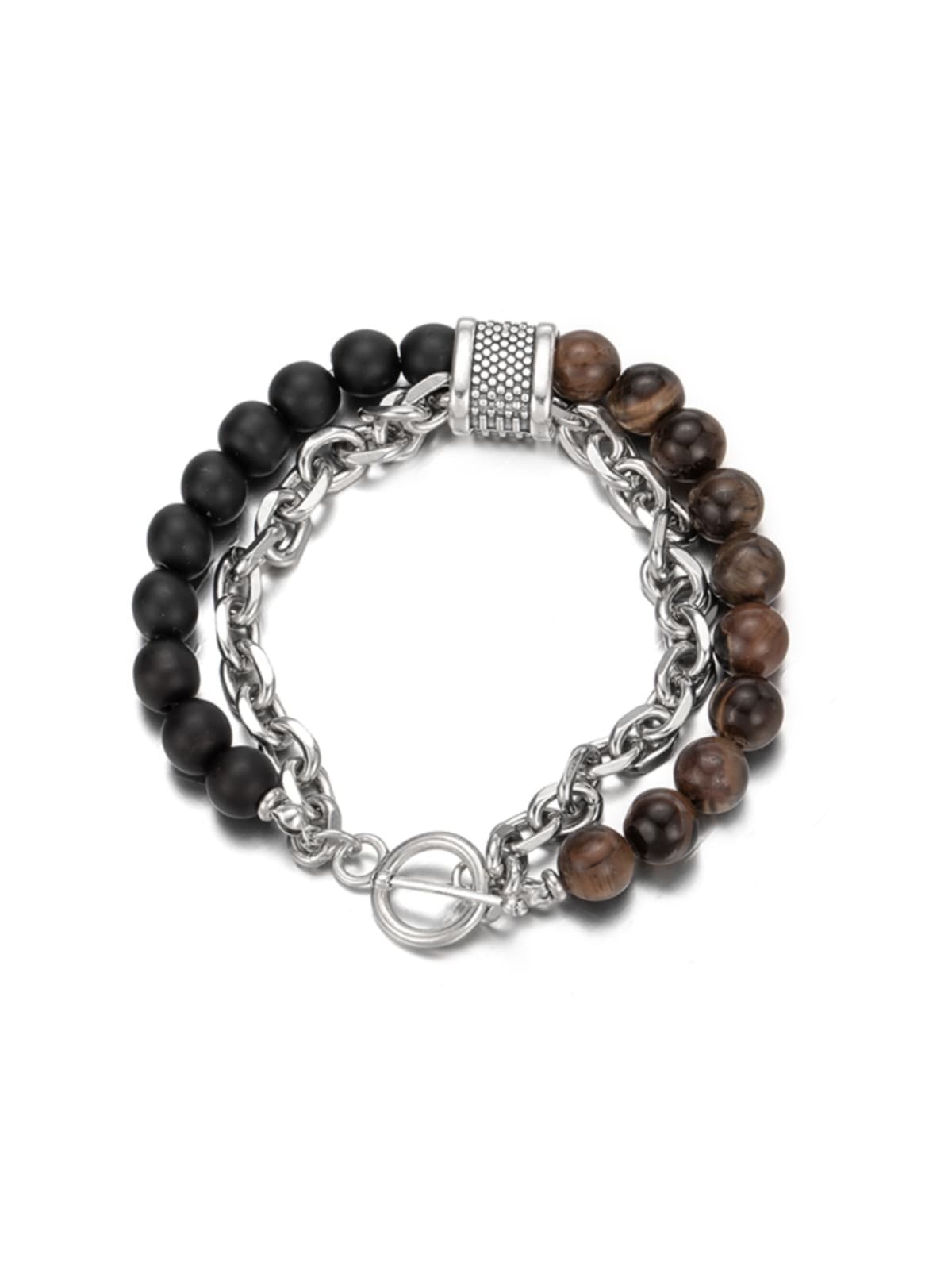 メンズアクセサリー ブレスレット 天然石と鎖のブレスレット