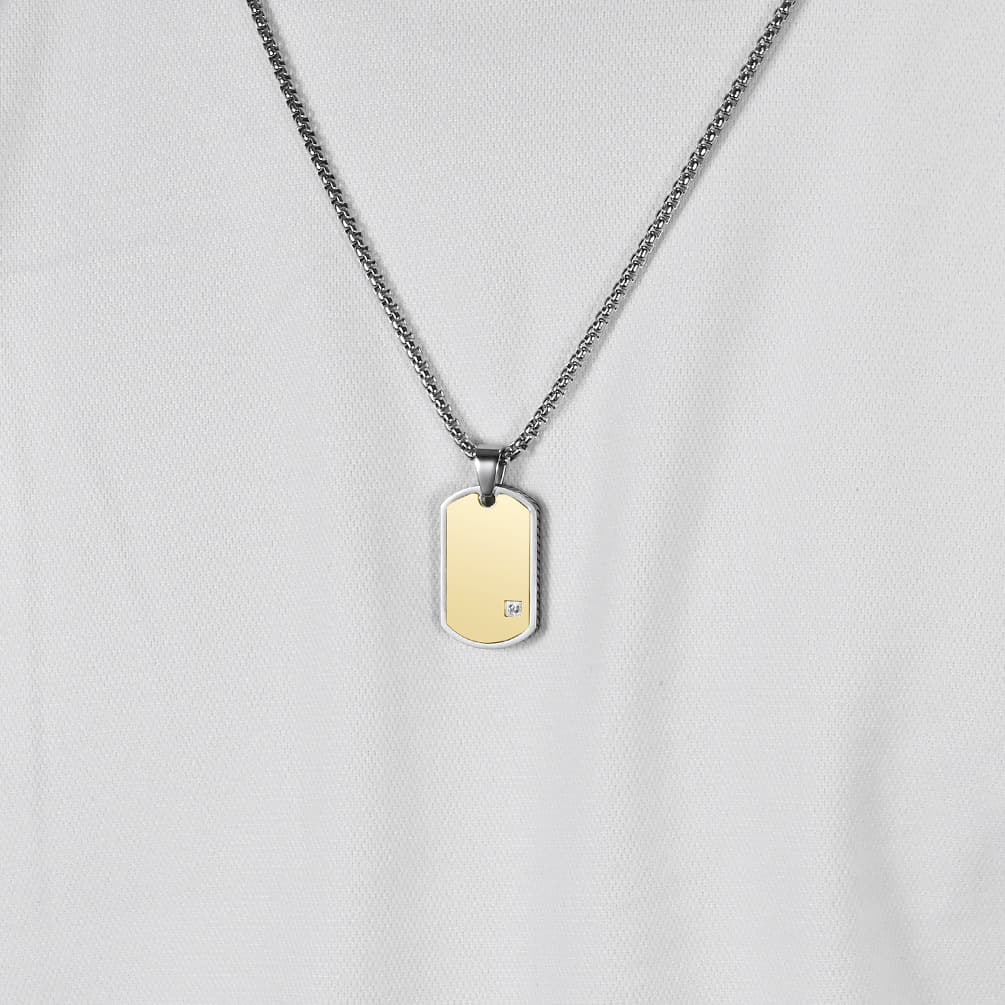 メンズアクセサリー 洗練プレートタグネックレス