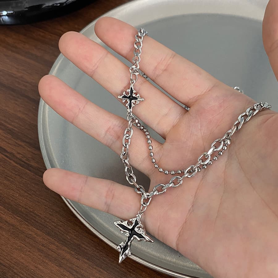 メンズアクセサリー 十字架モチーフチェーンネックレス