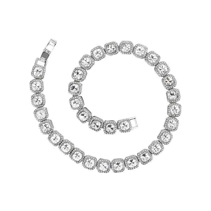 メンズアクセサリー ネックレス 煌めく正方形石連チェーン首飾り