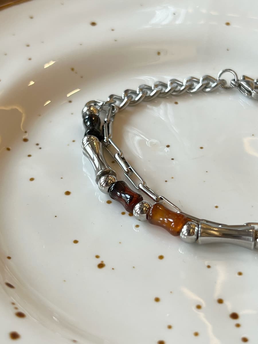 メンズアクセサリー ブレスレット 洗練された筒状チェーンブレスレット