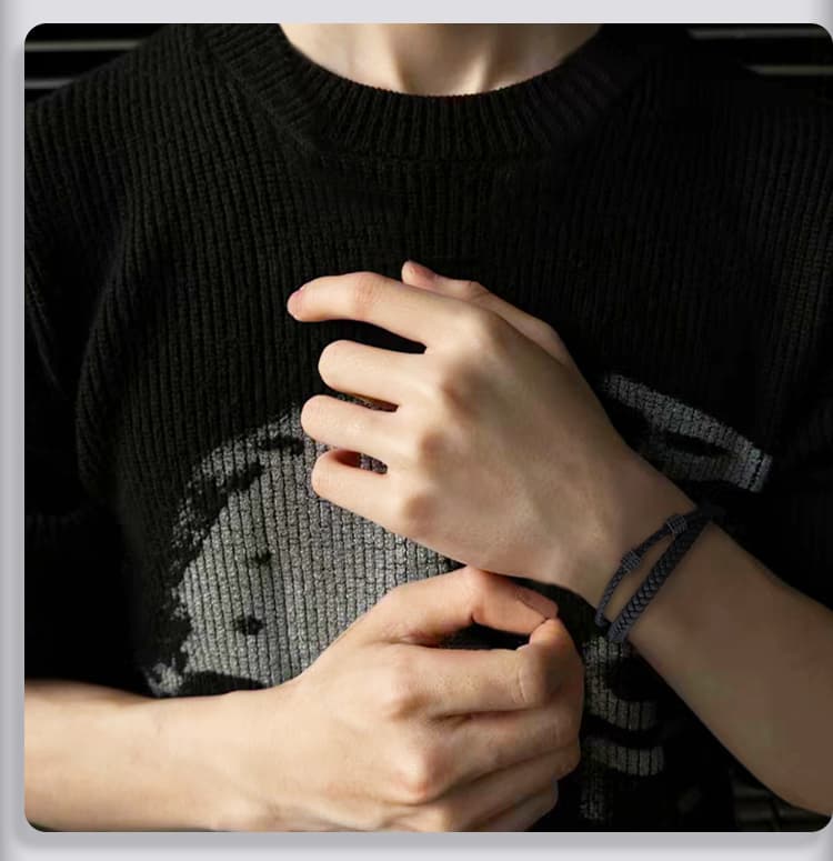 メンズアクセサリー ブレスレット 二重編み込みシンプルブレスレット