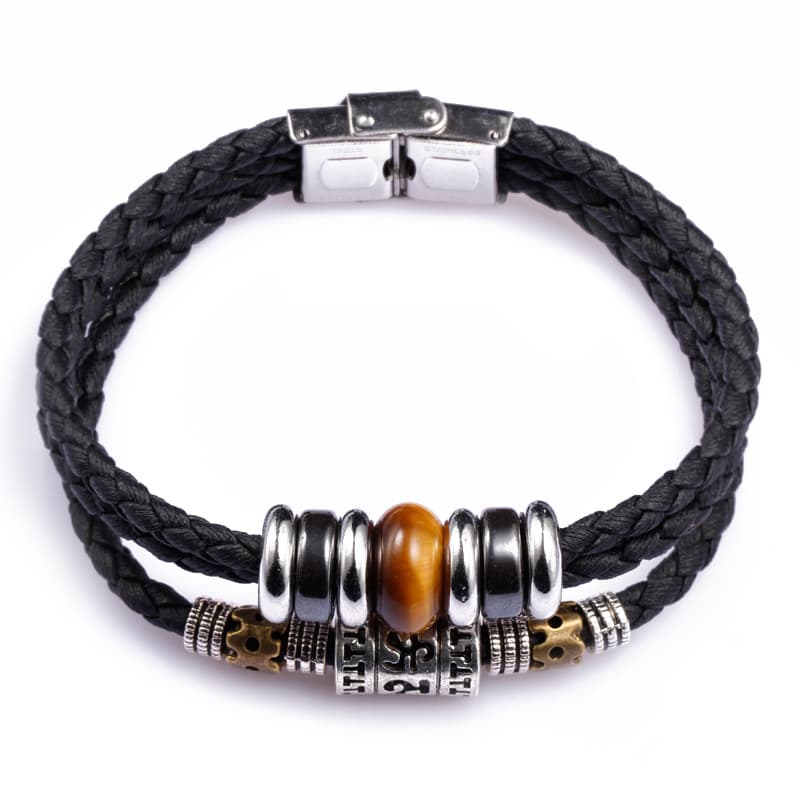 メンズアクセサリー ブレスレット 編み込み革紐のブレスレット