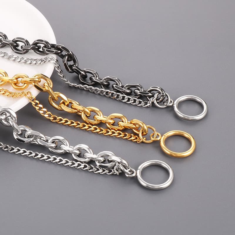 メンズアクセサリー 二重鎖の輝き ダブルチェーンブレスレット