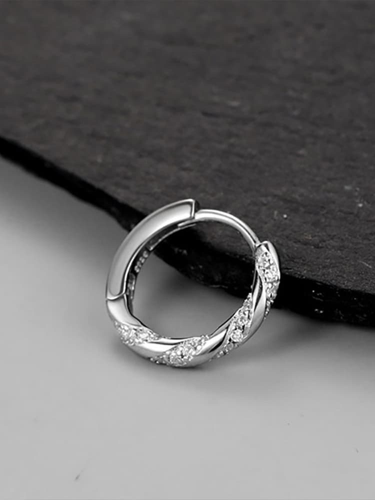 メンズアクセサリー 男性用 煌めき装飾フープピアス 片耳