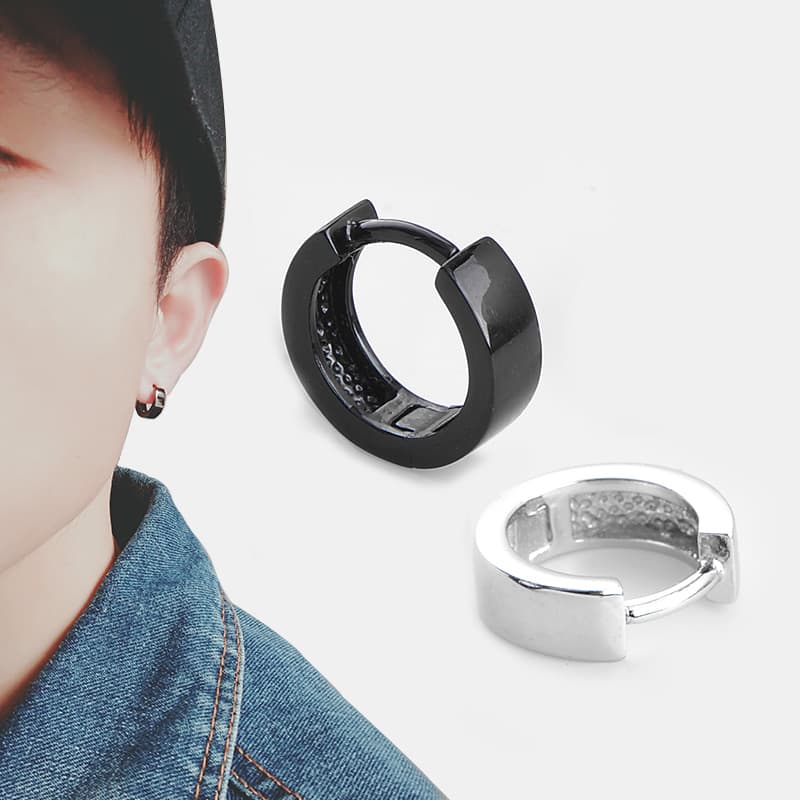 メンズアクセサリー 男性用シンプル輪型フープピアス両耳セット