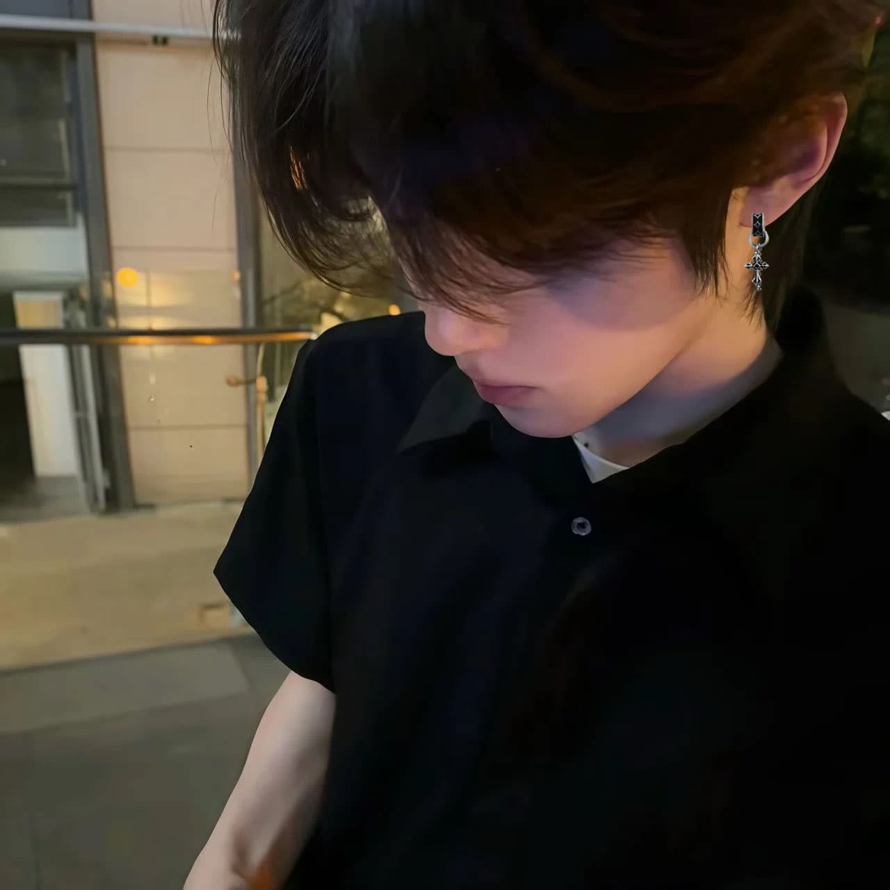 メンズアクセサリー 男性用十字架チェーン垂れ下がりピアス