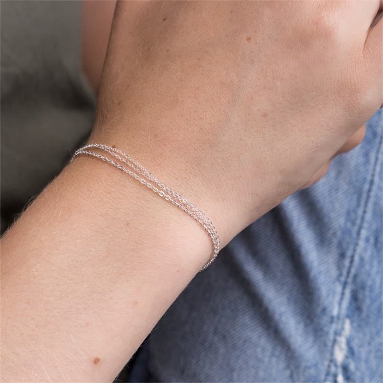 メンズアクセサリー 男性用 繊細な二重チェーンブレスレット