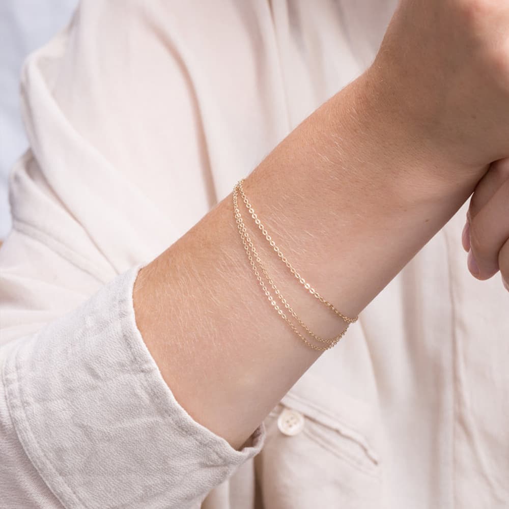 メンズアクセサリー 男性用 繊細な二重チェーンブレスレット