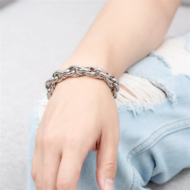 メンズアクセサリー ブレスレット 麗しの縄目編みチェーンブレスレット