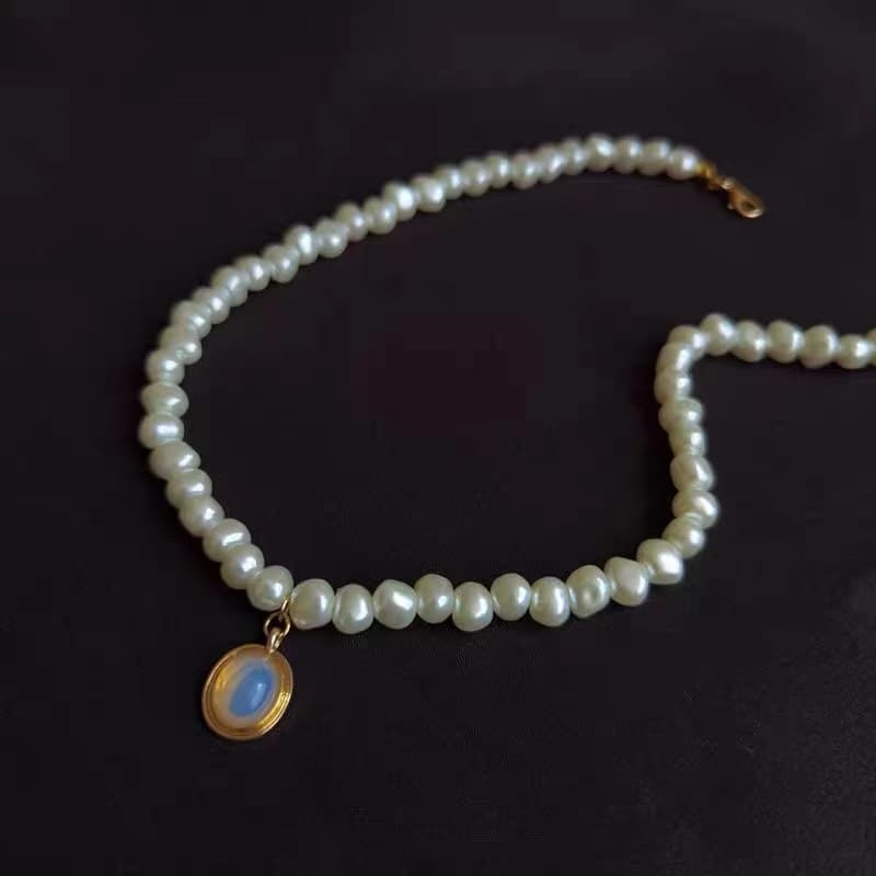 メンズアクセサリー ネックレス 天然真珠と宝石のペンダントネックレス