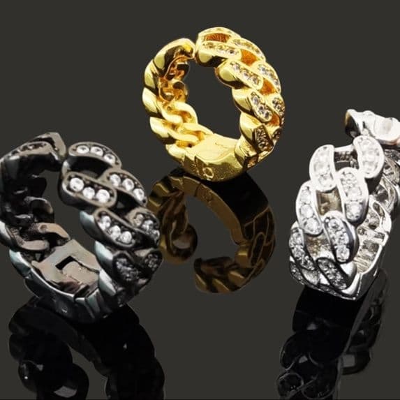 メンズアクセサリー イヤーカフ 輝石チェーンデザイン