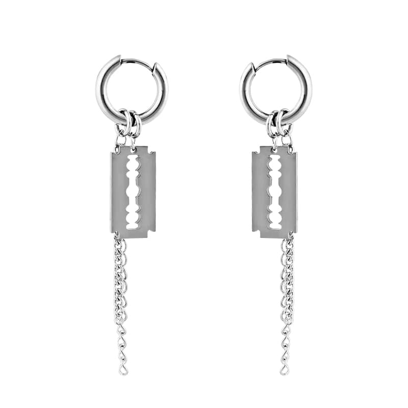 メンズアクセサリー カミソリブレード チェーンピアス