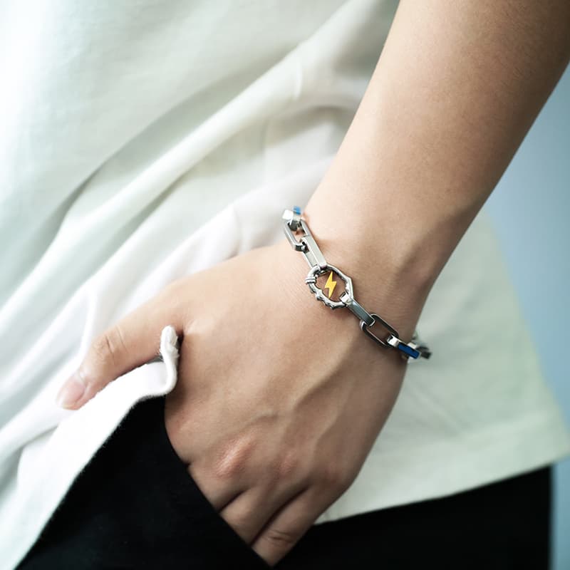 メンズアクセサリー ブレスレット 稲妻チェーンブレスレット