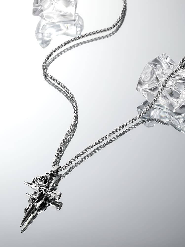 メンズアクセサリー ネックレス 薔薇の十字架 ペンダント